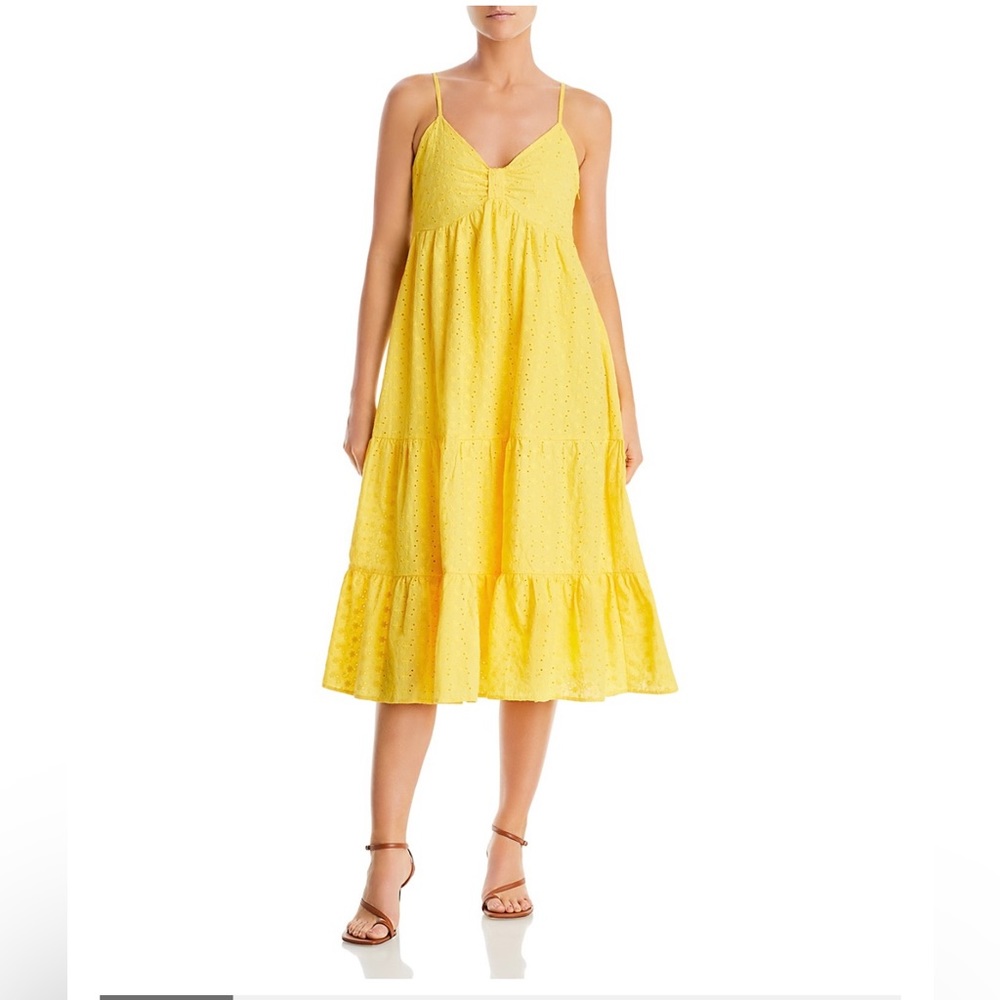 Aqua Eyelet Midi Cotton Dress